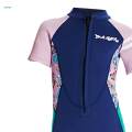 Girls Wetsuit Front Zipper Swimming Costume Scuba Diving Suit Bathing Suit for Surfing Blue Large. 