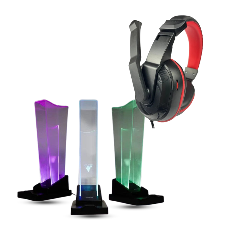 RGB Headphone Stand Jedel GM-01 – LED Gaming Headset Holder with Luminous Lighting Effects, USB Hub, Phone Holder, Space-Saving Desktop Bracket, Gaming Accessories Organizer for PC/Laptop, Desk Setup Decoration, Earphone Rack with RGB Lights