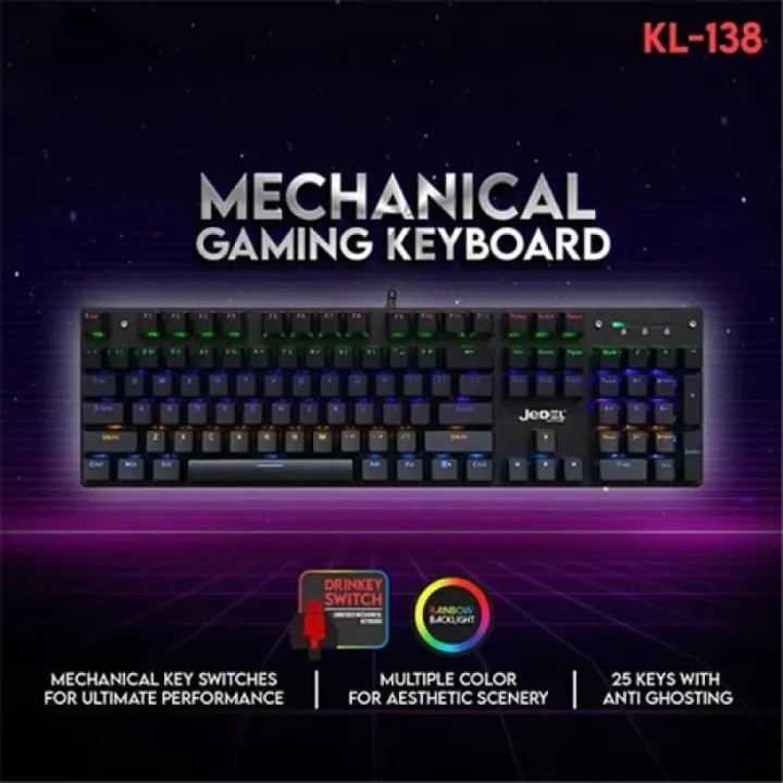 JEDEL KL-138 Wired Gaming Keyboard – 104 Keys – Anti-Ghosting – Backlit ...