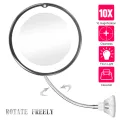 10X Magnifying Makeup Mirror, LED Mirror Adjustable Flexible Gooseneck Locking Suction Cosmetic Mirror, Magnification Mirrors,Vanity Mirror For Bedroom Bathroom. 