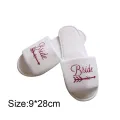 【WEJA】1pair Guest Hotel Slippers Wedding Party Team Bride Slipper Hotel Travel Spa Shoes New Gold Glitter Letter Flip Flop. 