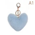 Fluffy Heart Pompom Keychain for Women - Soft Faux Rabbit Fur, Alloy Material, 9x14.5 cm. 