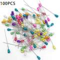 100Pcs Colorful Pearl Head Straight Pins Sewing Pins for Dressmaking Craft. 