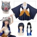 Anime Demon Slayer Hashibira Inosuke Cosplay Costume Girls Dress Long Wig Maid Outfit Kimetsu No Yaiba Servant Costume. 