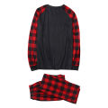 bellylady 2 Pcs/set Parent-ld  Outfit Christmas Deer Alphabet Printed Plaid Pattern Long-sleeved Pajamas Set color. 