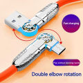 BlueWow Dual Rotating 1M Fast Charging Data Cable Rotating Head Flexible Design to Charge Your Phone Quickly and Suitable for Micro Usb Type C Fast Charging Data Cable. 