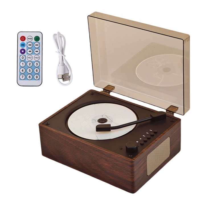 Bluetooth 5.1 Compatible Album Player Multi-Connection CD Player Refined Handmade Craftsmanship Light Luxury Retro Wireless andWired Connection