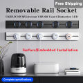 Removable Power Track Rail Socket UK/EU/UN/US/Universal US/USB Type-C Wall Mounted/Embedded Socket Kitchen Bathroom Socket. 