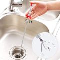 Stainless Steel Hair Catching Drain Cleaner Spring Wire Sink Cleaning Stick Drain Plunger Unblocked Kitchen Bath Rod Hair Remover - 3ft (90cm). 