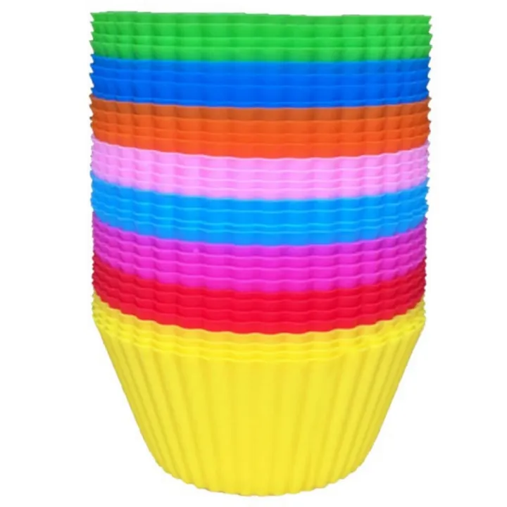 6/12/24Pcs Silicone Muffin Molds Cupcake Dessert Baking Pans Liners Cups Tool