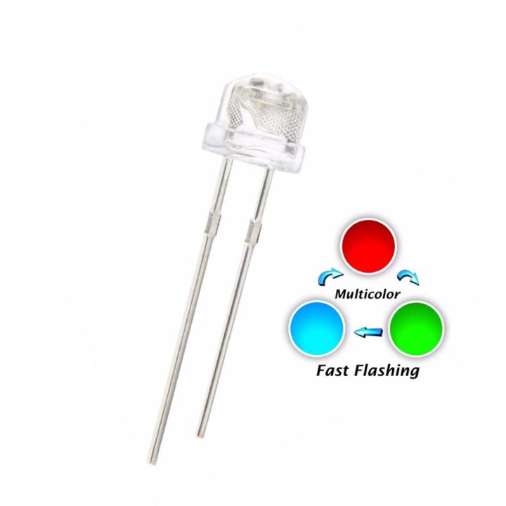 【GlobalTrendz】100pcs 5mm Straw Hat RGB LED Fast Flash Water Clear Multicolor Flicker Red Green Blue Blinking 5 mm LED Light Beads Lamp