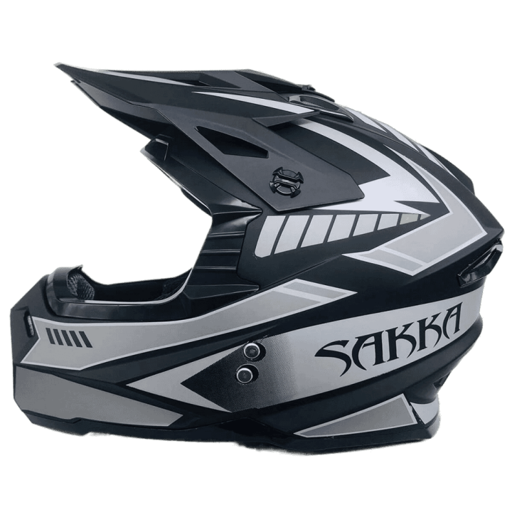 H.H.Co Sakka FS Black Silver Matt Motor Bike Helmet SLS Certified