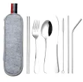 8Pcs Stainless Steel Cutlery Set, Travel Outdoor Utensil with Carrying Case. 