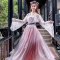 Clothing dance style student Xia elegant suit long style super fairy Fu spring dress Hanfu Xianhai female flower god ancient costume company. 