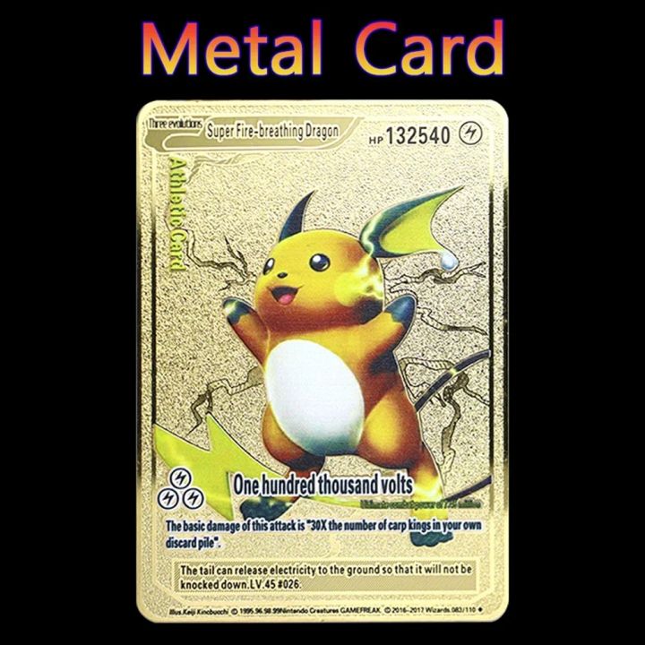 pokemon cards golden Hot 132540 Point High Hp Raichu Charizard Zamazenta  Pokemon Metal English Cards Vmax Mega Anime Game Collection GiftParty Games  Crafts | Daraz.lk