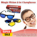 Magic Vision 3 in 1 Quick Change Magnet Lenses Frame Sunglasses. 