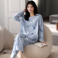 Women's 2 Pieces Pajamas Set 100% Cotton Pyjama Female Pijama Women Homewear Soft Sleepwear Long Sleeve O-Neck Shirt Pants Suit. 