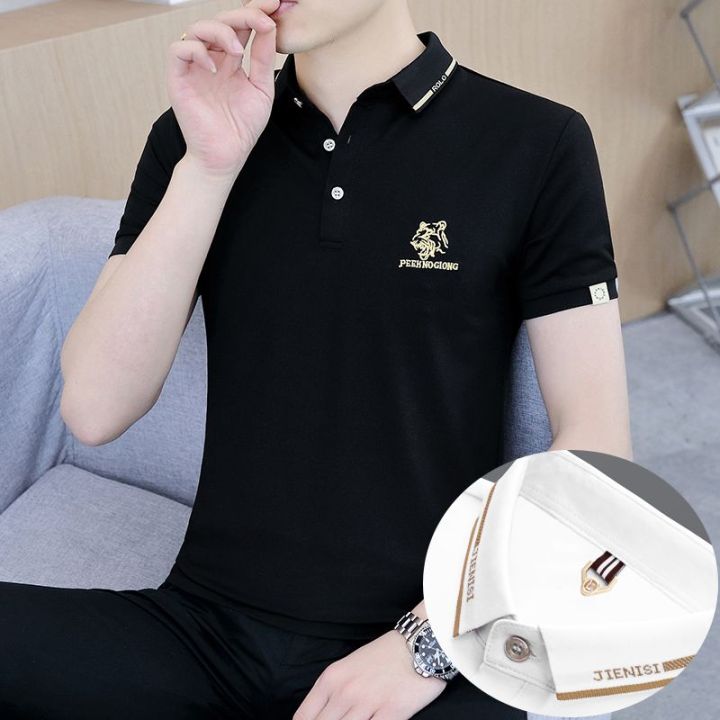 2024%20Summer%20New%20Men's%20Lapel%20Thin%20Slim-Fit%20Short%20Sleeve%20T%20T-shirt%20ins%20Trendy%20polo%20Shirt%20with%20Collar%20Menswear%20Clothing%20-%20Image%207