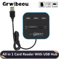 Grwibeou USB Hub Combo 3 Ports USB 2.0 Micro Card Reader SD/TF USB Splitter Hub Combo All In One for PC Computer Accessories. 
