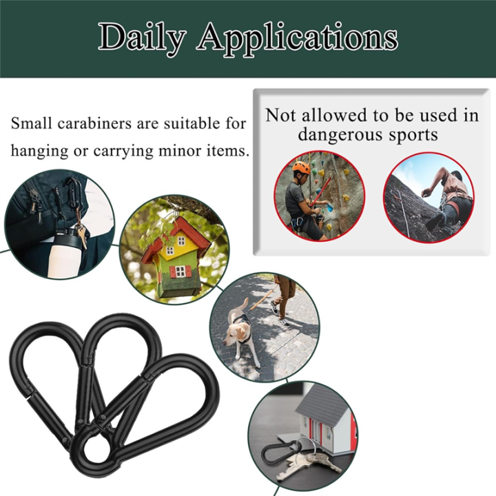 100Pcs%20Spring%20Snap%20Hooks,%20M6%202.36%20Inch%20Blcak%20Small%20Carabiner%20Clip%20-%20Image%207