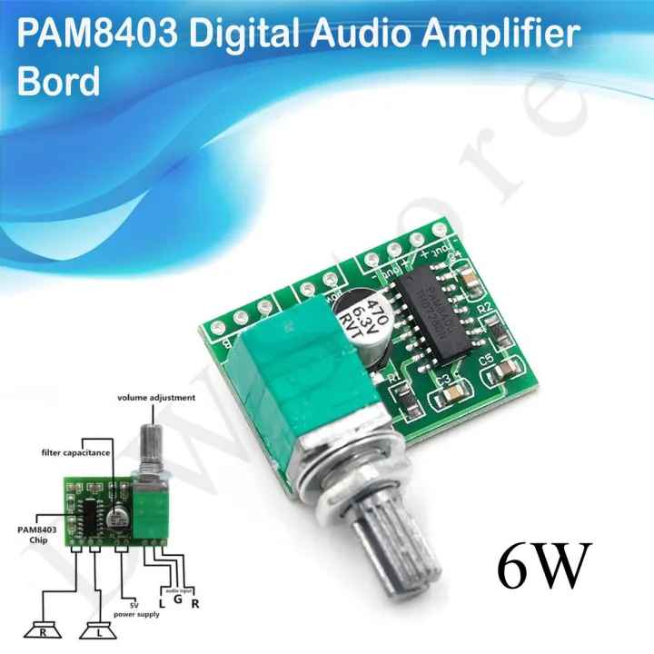 PAM8403 2x3W Audio Mini Digital Stereo Power Amplifier Board 5V Power Audio Class D Amplifier Module With Volume Control 1Pcs