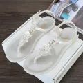 【BestGO】Flip Flops Sandals Women Flat Sandal Summer Beach Slippers With Flower Solid Casual Jelly Shoes For Girl/Lady F1121-25. 