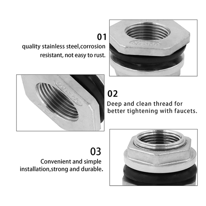 Water%20Tank%20Connector%20Water%20Pipe%20Connector%20Adapter%20Bulkhead%20Fitting%20SUS304%20Stainless%20Steel%20Thru-Bulk%20Fitting%20for%20Rain%20Barrels,Aquariums%203/4inch%20-%20Image%206