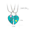 2Pcs Women Necklace Half Heart Splice Best Friends Alloy Friendship Pendant Matching Necklace Jewelry for Party. 