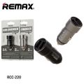 Remax RCC220 Universal Aluminium Alloy 2.4A Dual USB Car Lighter Slot Charger Black / Brown Color. 