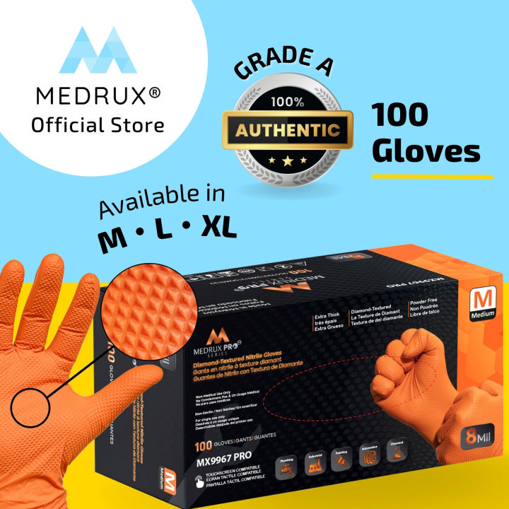 MEDRUX%20PRO%C2%AE%20Diamond%20Texture%20Mechanic%20Glove%20Powder%20Free%20Nitrile%20100%20Pcs%20(1%20Box)%20%7C%20Sizes%20M%20to%20XL%20%7C%20Disposable%20Hand%20Gloves,%20Rubber%20Glove%20Nitrile,%20Sarung%20Tangan%20Getah,%20Rubber%20Gloves,%20Disposable%20Work%20Glove,%20%E4%B8%80%E6%AC%A1%E6%80%A7%E6%89%8B%E5%A5%97%20%7C%208%20Mil%20%7C%20100%25%20Nitrile%20Buratadine%20Rubber%20-%20Image%202