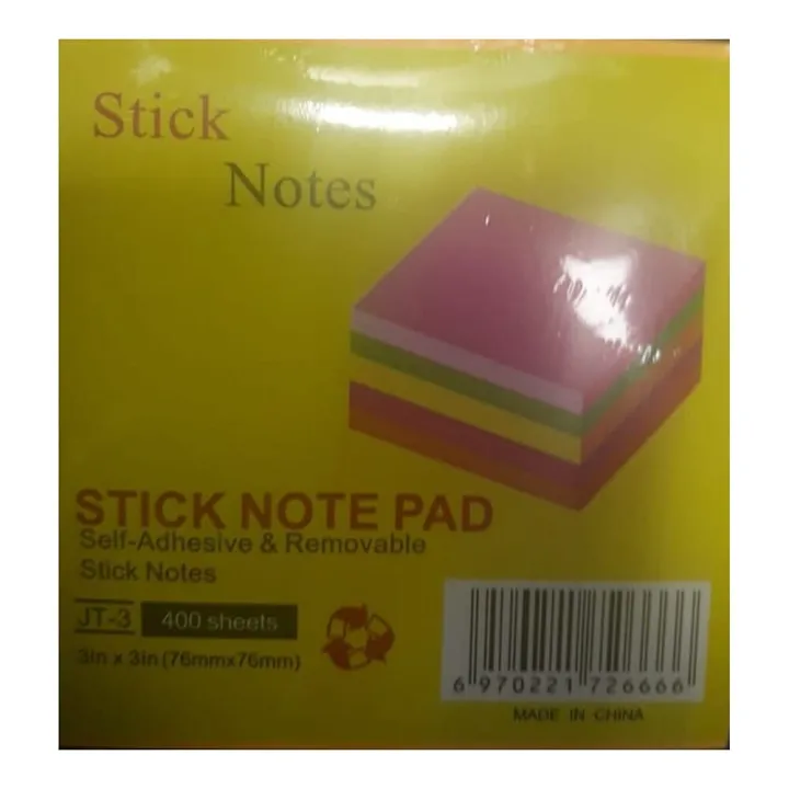 Post it Pads / Sticky Notes - 3" x 3" - 5 Colour Set - 400 Sheets  - 5 Colours