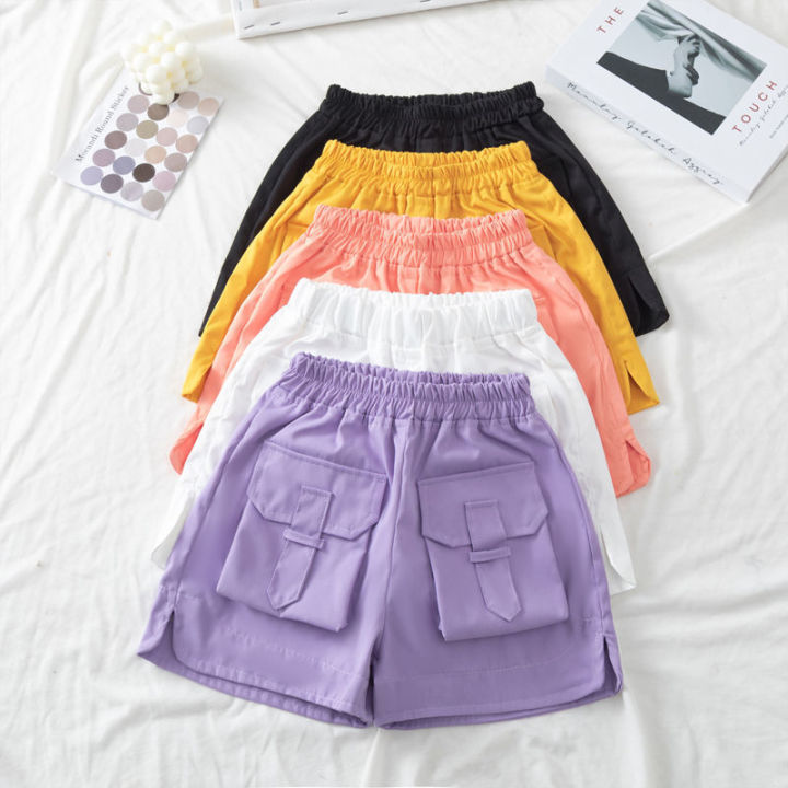 Girls' Workwear Shorts Summer New Western Style Medium and Large Children Girl Thin Type High Waist Casual Pants Outer Wear
