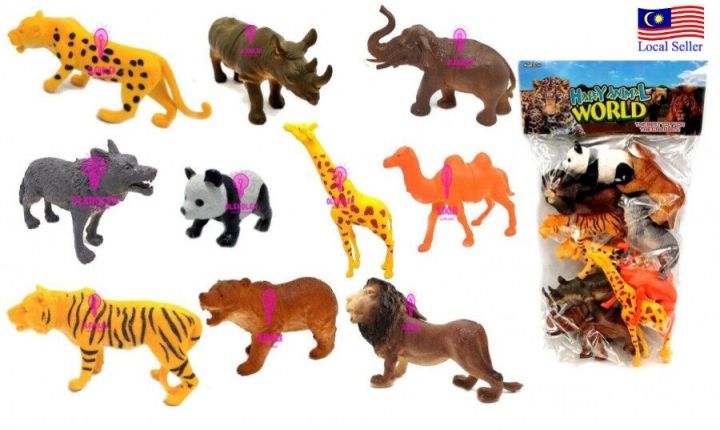 10pcs 6pcs Wild Animal Animals Toys Zoo Wild Life Safari Toy Set Mainan Haiwan Liar Kanak-kanak Set Haiwan Early Learning Kids Toy