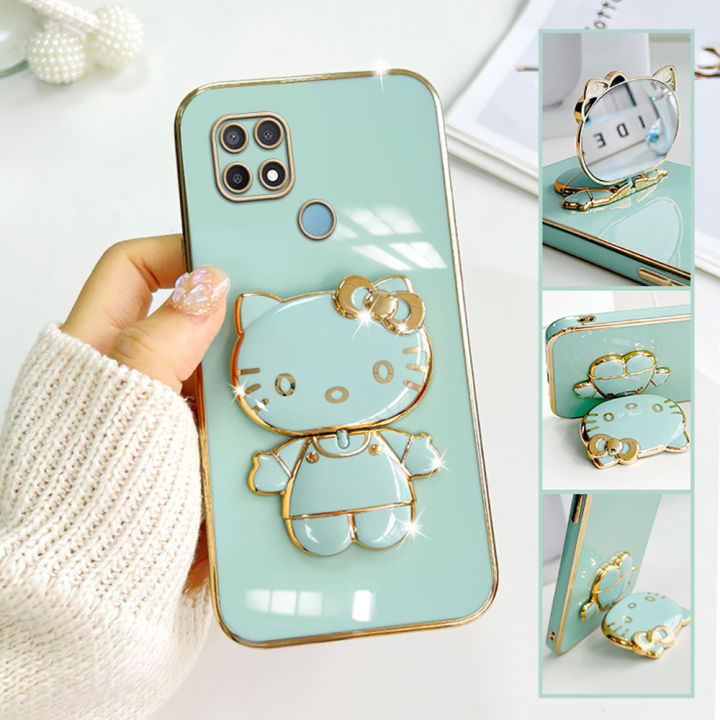 TA%20for%20OPPO%20A15%20A15S%20Back%20Cover%20Hello%20Kitty%20Mirror%20Folding%20Bracket%20Luxury%206D%20Plating%20Case%20Soft%20Silicone%20Square%20Phone%20Case%20for%20Girls%20-%20Image%202