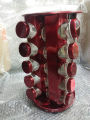 20 Jars Rotating Kitchen Maroon Spice Rack Stainless steel. 