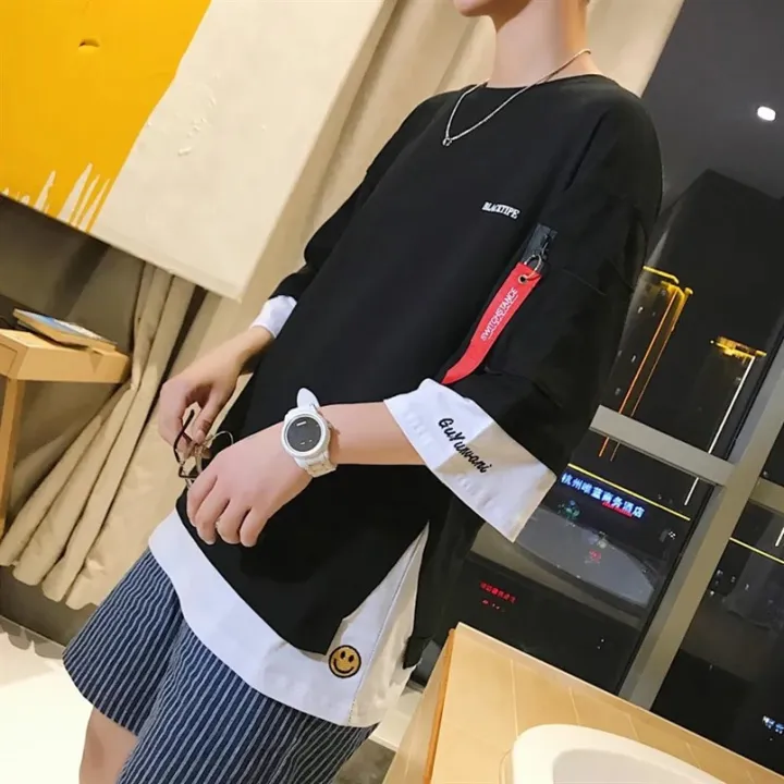 Hong%20Kong%20Style%20Men's%20Short%20SleeveTSummer%20Korean%20Style%20Student%20T-shirt%20Boys7Men's%20Hip%20Hop%20Half%20Sleeve%20Top%20-%20Image%204