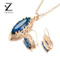 Zentora Necklace Earrings Set Elegant Women Faux Gem Drop Necklace Earrings Jewelry Set. 