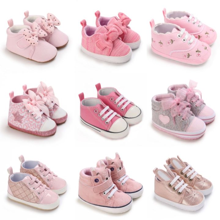 【HOT】 Pink Baby Shoes Princess Fashion Sports Shoes Children's Sneakers Girl Soft Sole Anti Slip First Generation Walking Shoes