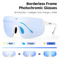 WEST BIKING Photochromic Men's Cycling Glasses Lightweight TR-90 Rimless Sunglasses for Women Colorful Aesthetic Sports Glasses. 