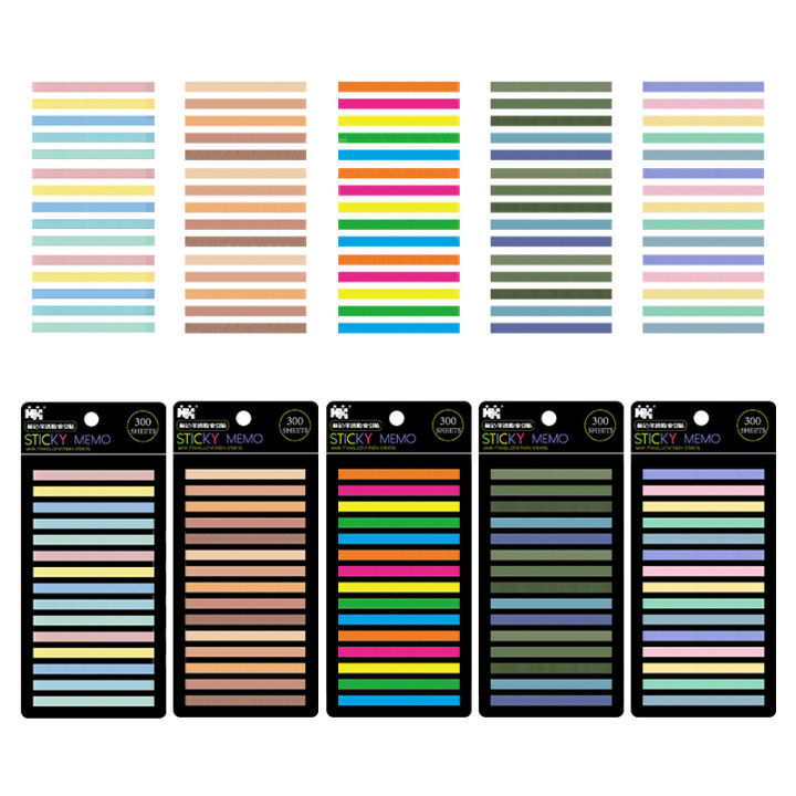 300 Sheets Rainbow Color Cute Index Sticker Waterproof Transparent Sticky Notes ZHIYU