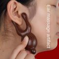 Sandalwood ear rubbing nose scraping massager Eye protection relieves acupoint pulling tendon stick 檀木搓耳朵刮鼻子按摩器护眼缓解点穴拨筋棒. 