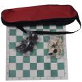Chess Bag Set Portable Plastic Easy To Carry Chess Pieces Synthetic Leather Board Straps. 