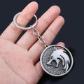 【Parchment & Lace】Game Wizard Wild Hunt Wolf Head Keychain Geralt Cosplay Wolf Medallion Pendant for Men Cool Keyring Jewelry Accessories. 