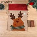 Soft Fabric Gift Bag Christmas Gift Bag Festive Drawstring Candy Wrapping Bags with Snowman/elk/santa Claus Pattern High-quality Fabric Perfect Christmas Pendant Firm Embroidery Gift Bag. 