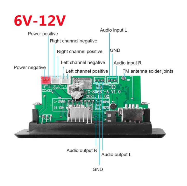 Kebidu%202*25w%20Amplifier%206v-12v%20Mp3%20Decoder%20Board%20Bluetooth%205.0%20Recording%20Car%20Fm%20Module%20Support%20Tf%20Usb%20Aux%20Power%20Off%20Memory%20-%20Image%203
