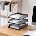 New Three-Layer File Rack Vertical Plastic A4 File Tray Stackable File Storage Rack for Home Office School. 