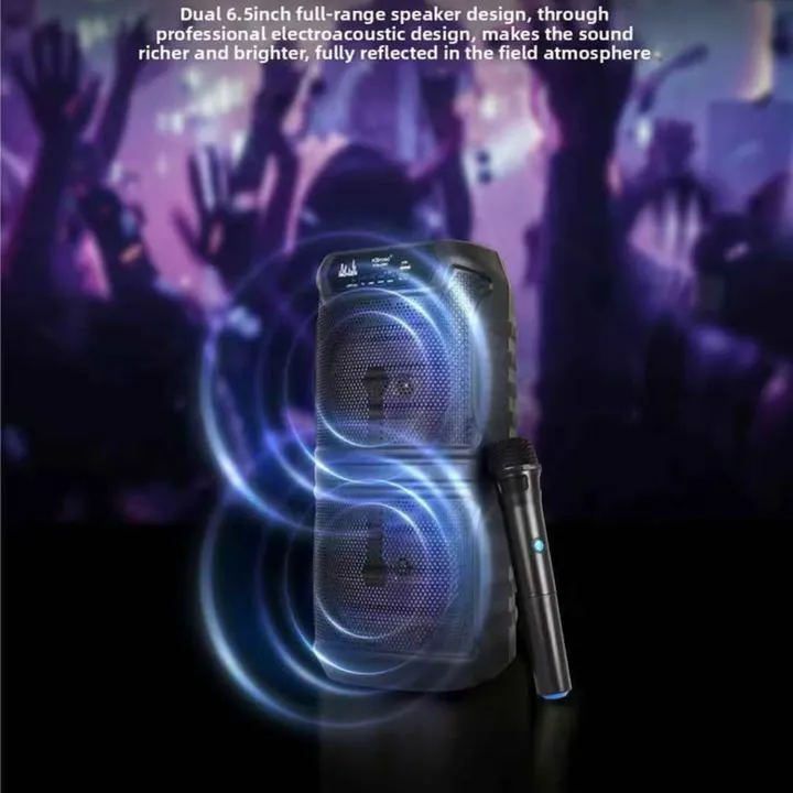 KTS-2060%206.5"%20x%202%20Portable%20Wireless%20Bluetooth%20Speaker%20with%20Led%20Light%20RGB%20Support%20Mic,%20FM,%20AUX,%20USB,%20SD%20Card%20Karaoke%20Speaker%20Partybox%20with%20Wireless%20Mic%20Buffel%20Subwoofer%20with%20FM%20Mic%20Music%20Player%20Party%20Box%20%20KTS%20Speaker%20KTS%202060%20-%20Image%205