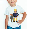 Children Cartoon Fireman Sam Printed Funny T Shirt Kids Summer Tops Baby Girls Boys Great Casual T-Shirt. 