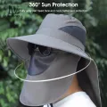 LouisWill Men's Sun Hat Fashion Fisherman Hat Summer Sun Protection Hat Outdoor Hiking Hat Anti-UV Hats Quick Dry Fisherman Cap Visor Hat With Removable Face Cover Windproof Strap Sports. 