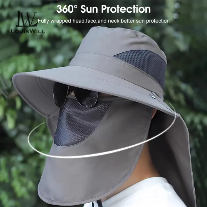 LouisWill%20Men's%20Sun%20Hat%20Fashion%20Fisherman%20Hat%20Summer%20Sun%20Protection%20Hat%20Outdoor%20Hiking%20Hat%20Anti-UV%20Hats%20Quick%20Dry%20Fisherman%20Cap%20Visor%20Hat%20With%20Removable%20Face%20Cover%20Windproof%20Strap%20Sports%20-%20Image%205